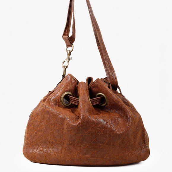 Christian Dior Cannage Brown Leather Bucket Bag - Picture 1 of 11